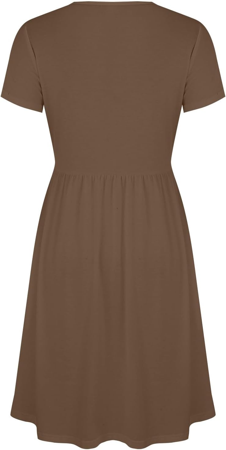 Claire Robe Femme – Robe Midi Col V Cache-Cœur Taille Empire A-Line Élégante Été