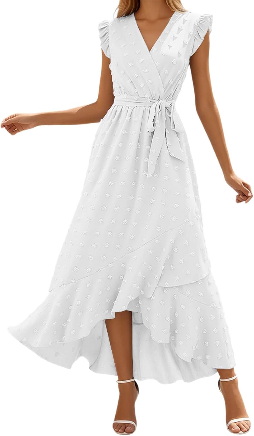 Abito Bohemien Luna da Donna – Abito Lungo Fluido con Scollo a V e Maniche Volantate