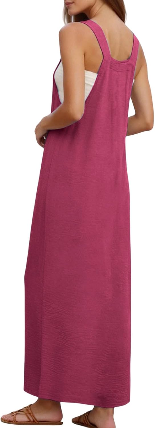 Camille langer Latzrock für Damen – Plissiertes Latzkleid mit verstellbaren Trägern und Taschen