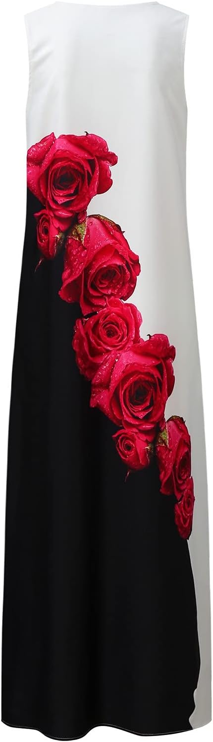 Susana Robe Longue Femme – Robe Bohème Sans Manches à Col V avec Poches