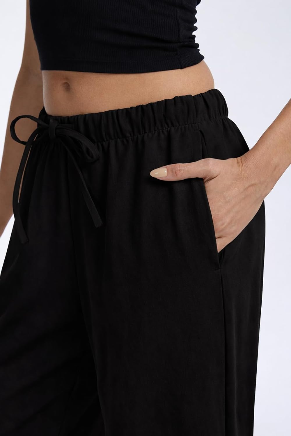 Clyde Hose Damen – Weite Hose Hohe Taille Crêpe Faltenfrei & Taschen