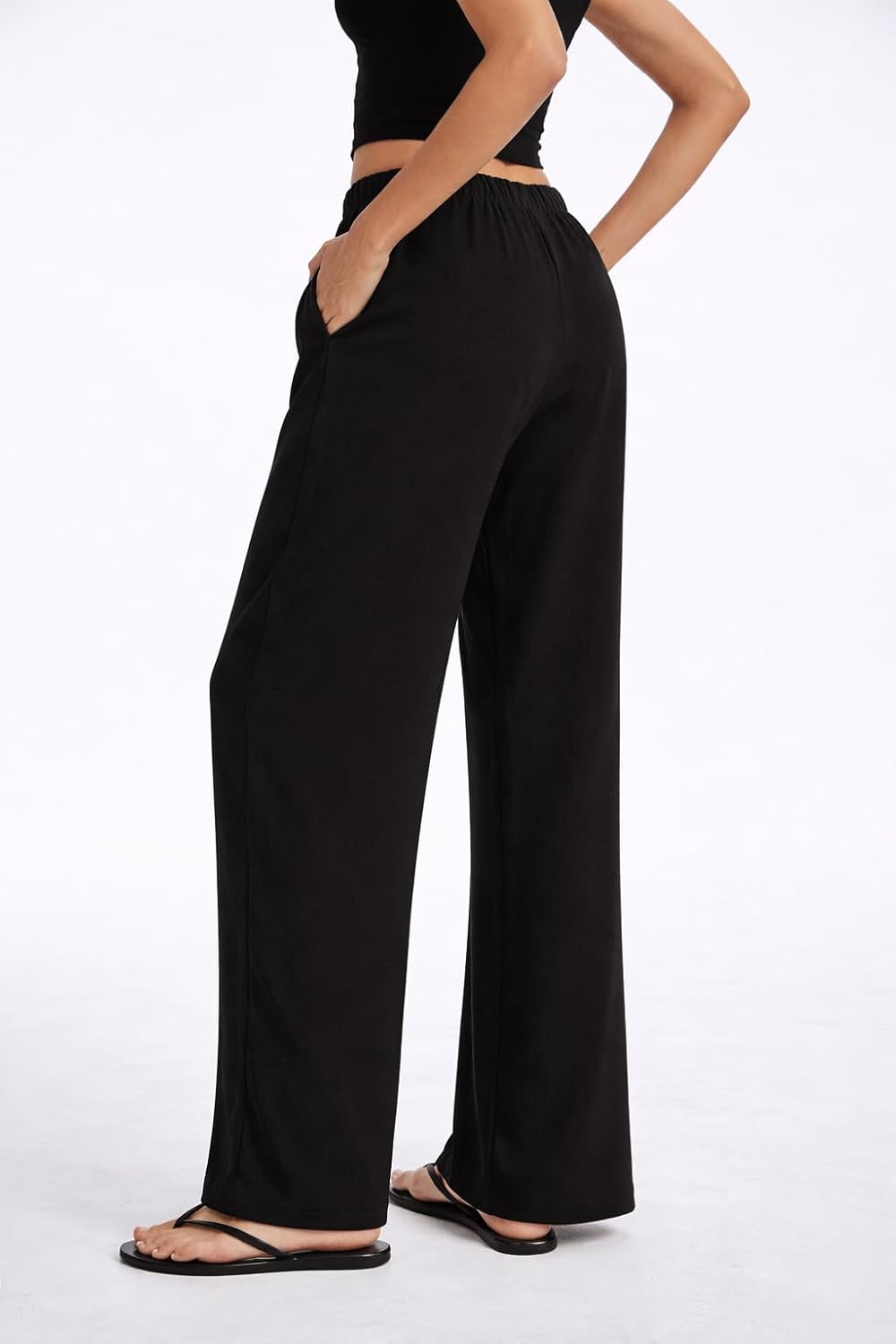 Clyde Hose Damen – Weite Hose Hohe Taille Crêpe Faltenfrei & Taschen