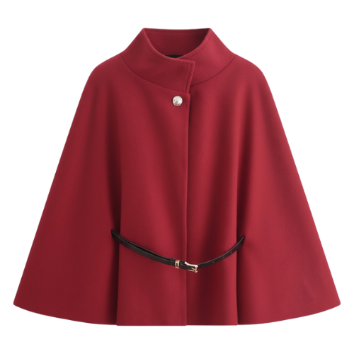 Crisha Cape Damen mit Fledermausärmeln – Eleganter und Winterlicher Mantel mit Gürtel