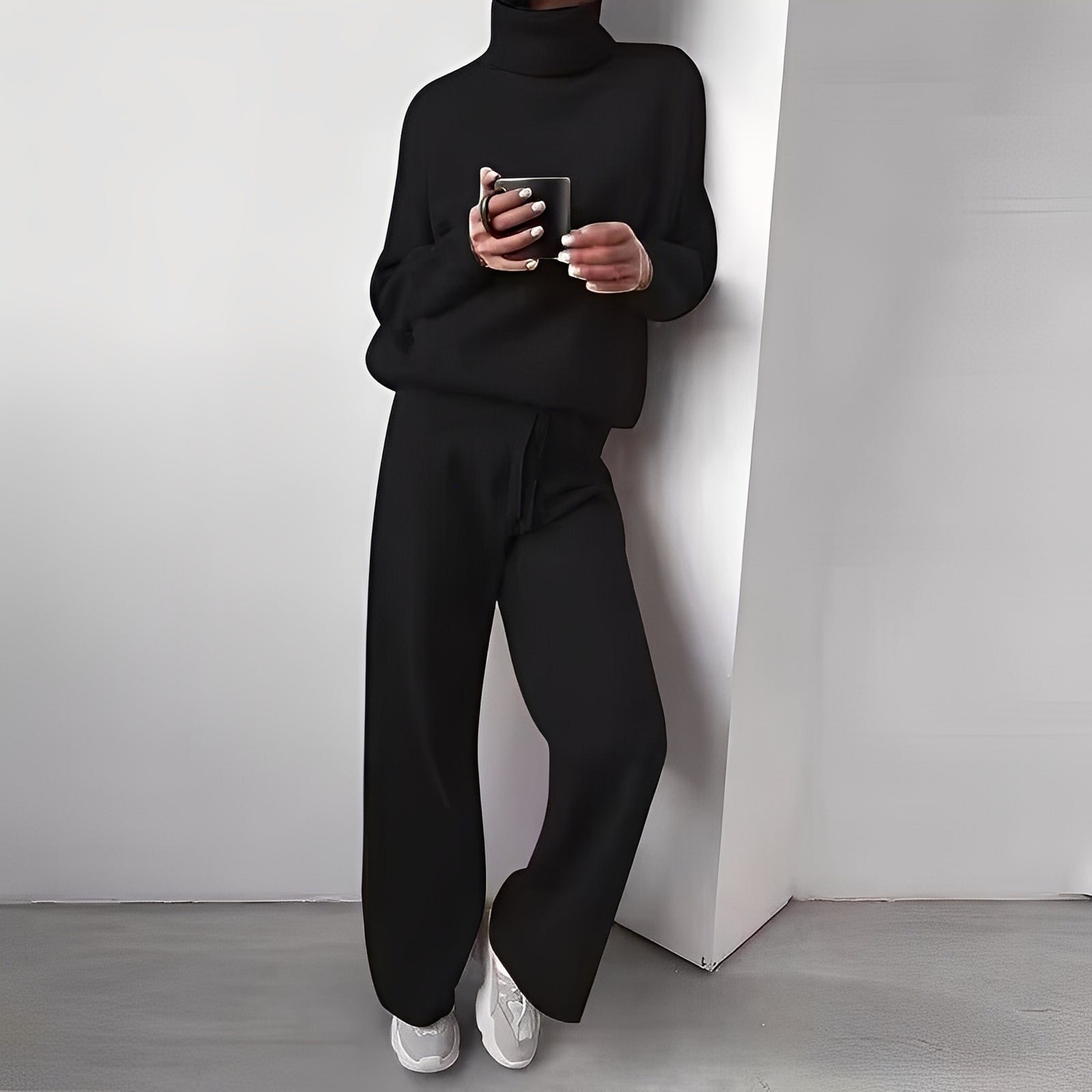 Kimberlee súprava domáceho oblečenia s rolákom pre ženy – jemný a pohodlný dvojdielny outfit s moderným strihom