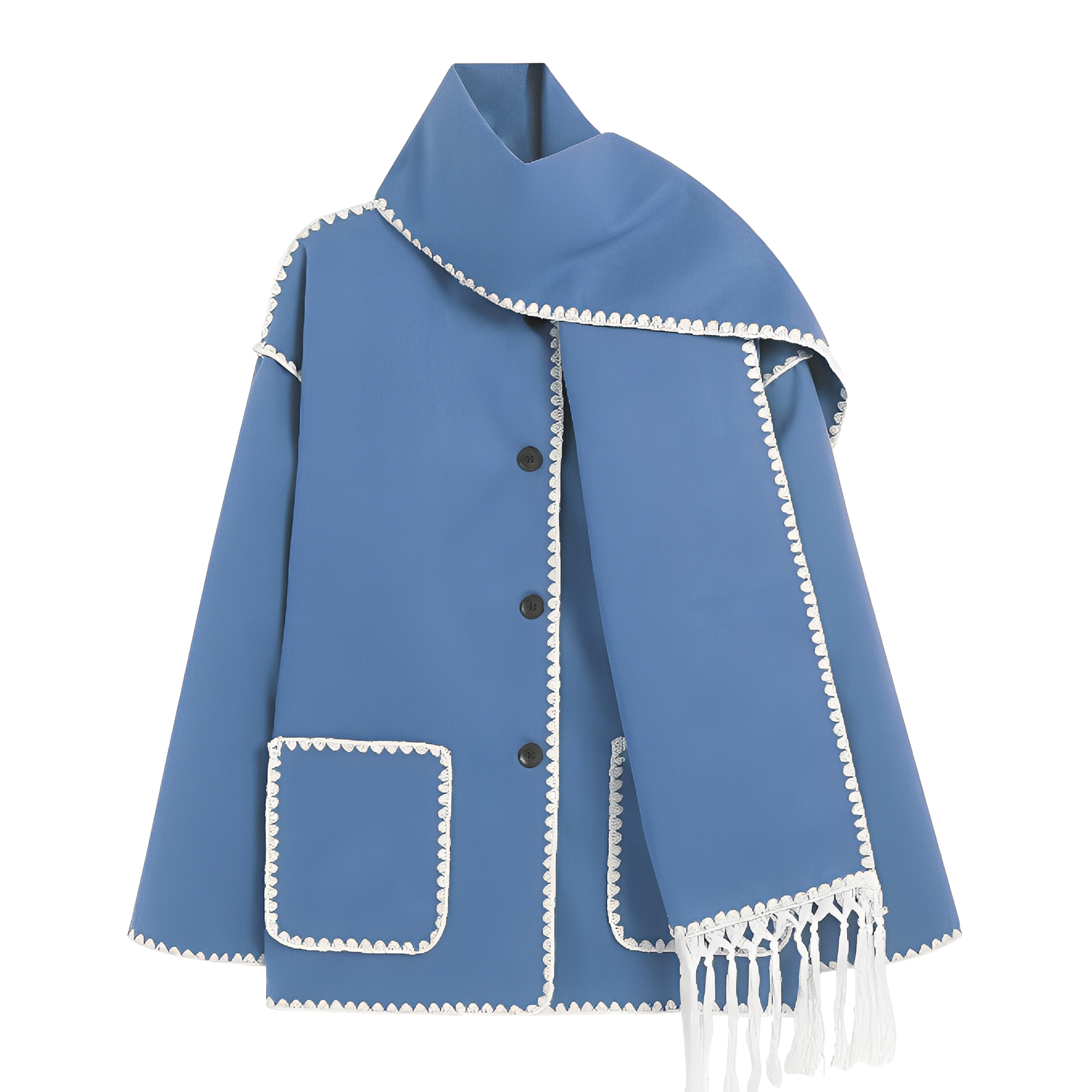 Genevieve Manteau Femme – Manteau en Laine Douce avec Écharpe & Coupe Ample Élégante