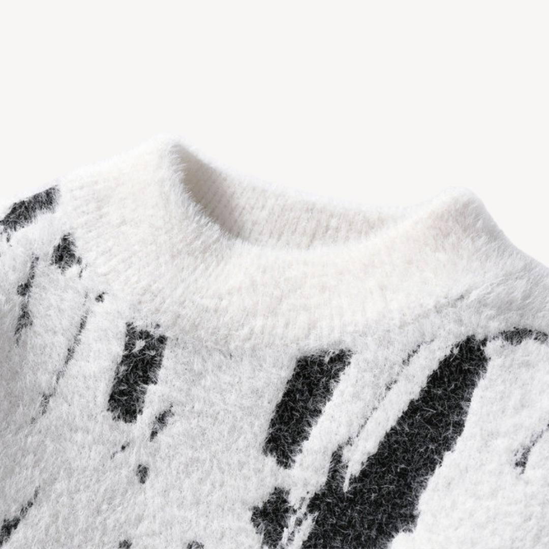 Zachary Pull Homme Tricoté – Pull Vintage en Laine Mélangée à Motif & Coupe Décontractée