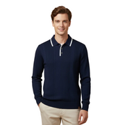Joaquin Mode Felpa Uomo Stile Polo – Collo Contrasto Bianco Taglio Casual Autunno