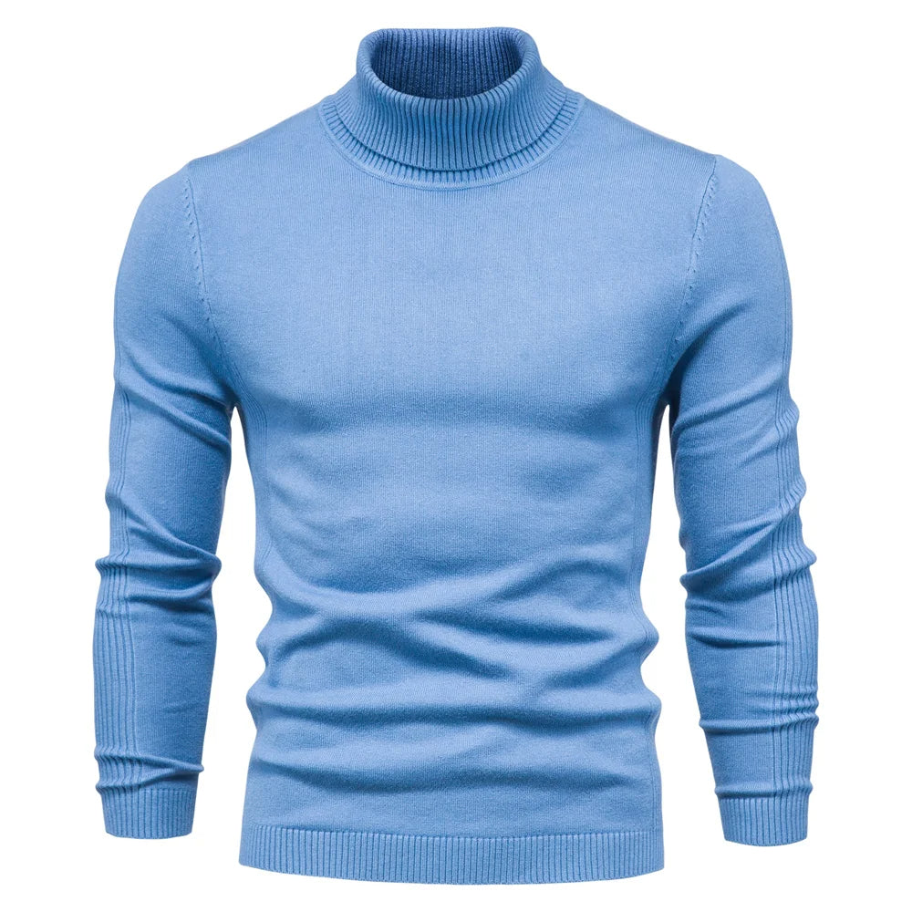 Johan Sweter z Wysokim Kołnierzem Męski Lunero Eindhoven – Ciepły Sweter Slim Fit z Gładkiego Splotu