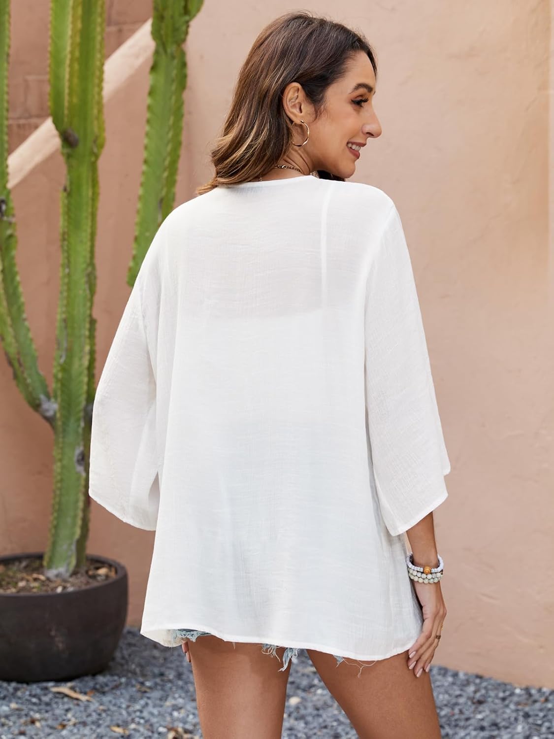 Luna Kimono Femme Chiffon – Cape Fluide Transparente Élégante Plage Été