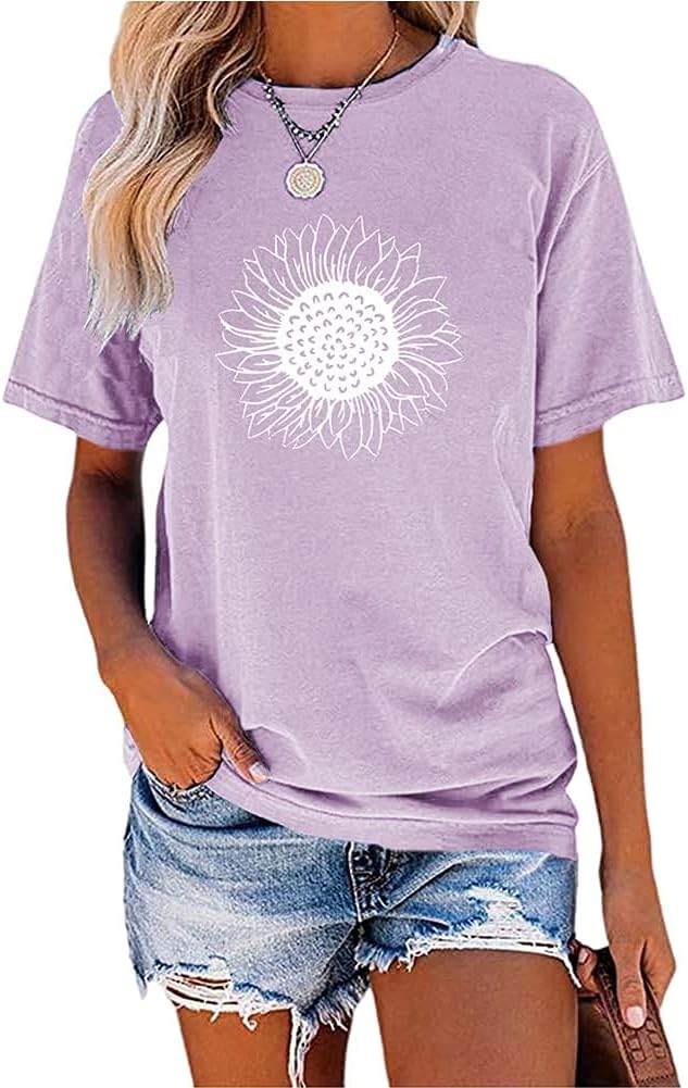 T-shirt Luna Γυναικείο Ηλιοτρόπιο – Vintage Τύπωμα, Στρογγυλή Λαιμόκοψη, Κοντά Μανίκια Καλοκαίρι