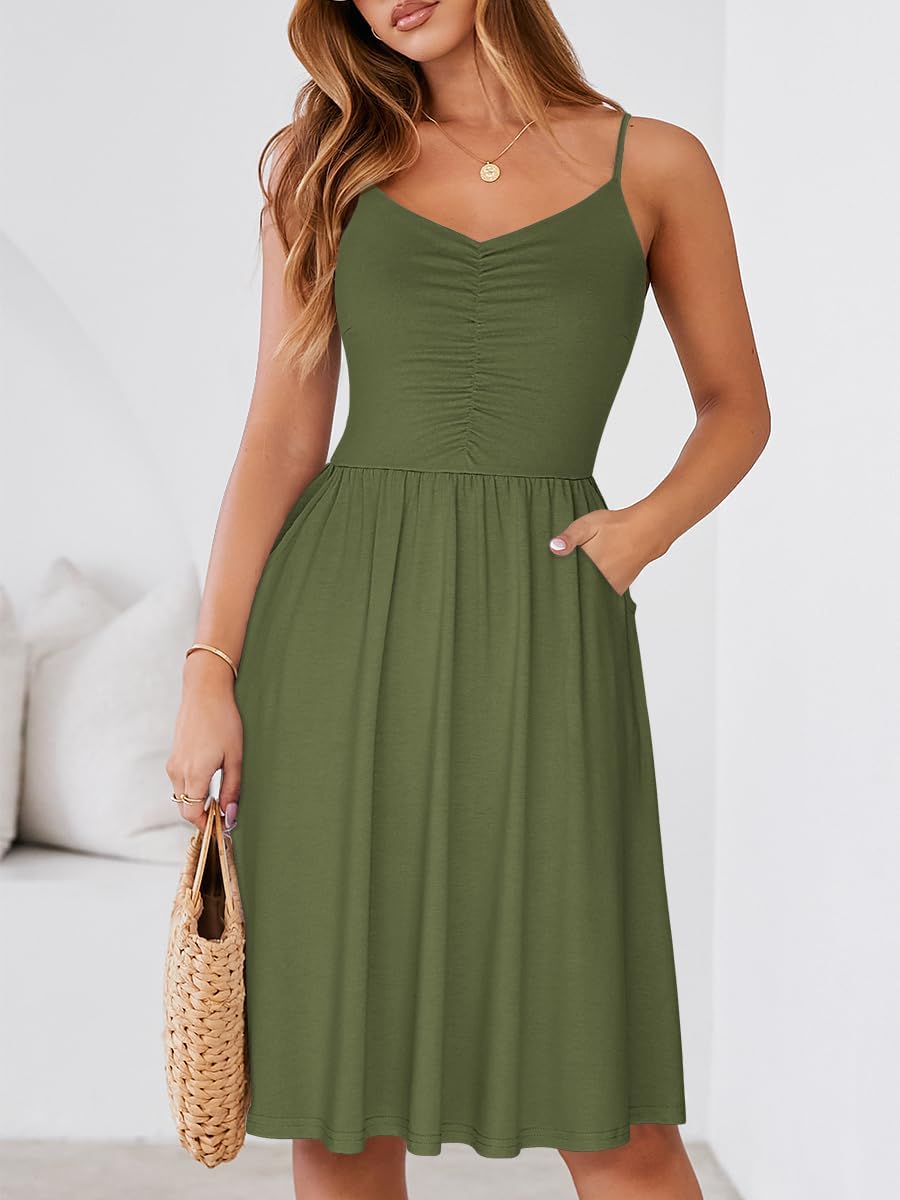 Lina Robe Été Femme – Robe A-Line Bretelles Réglables Avec Poches Élégante
