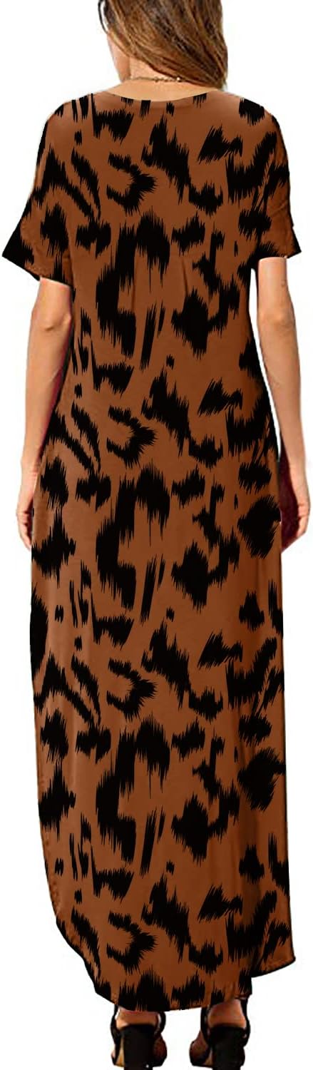 Julie Maxikleid Damen – Langes Kleid mit V-Ausschnitt und Schlitz, lässig, fließend und elegant für den Sommer