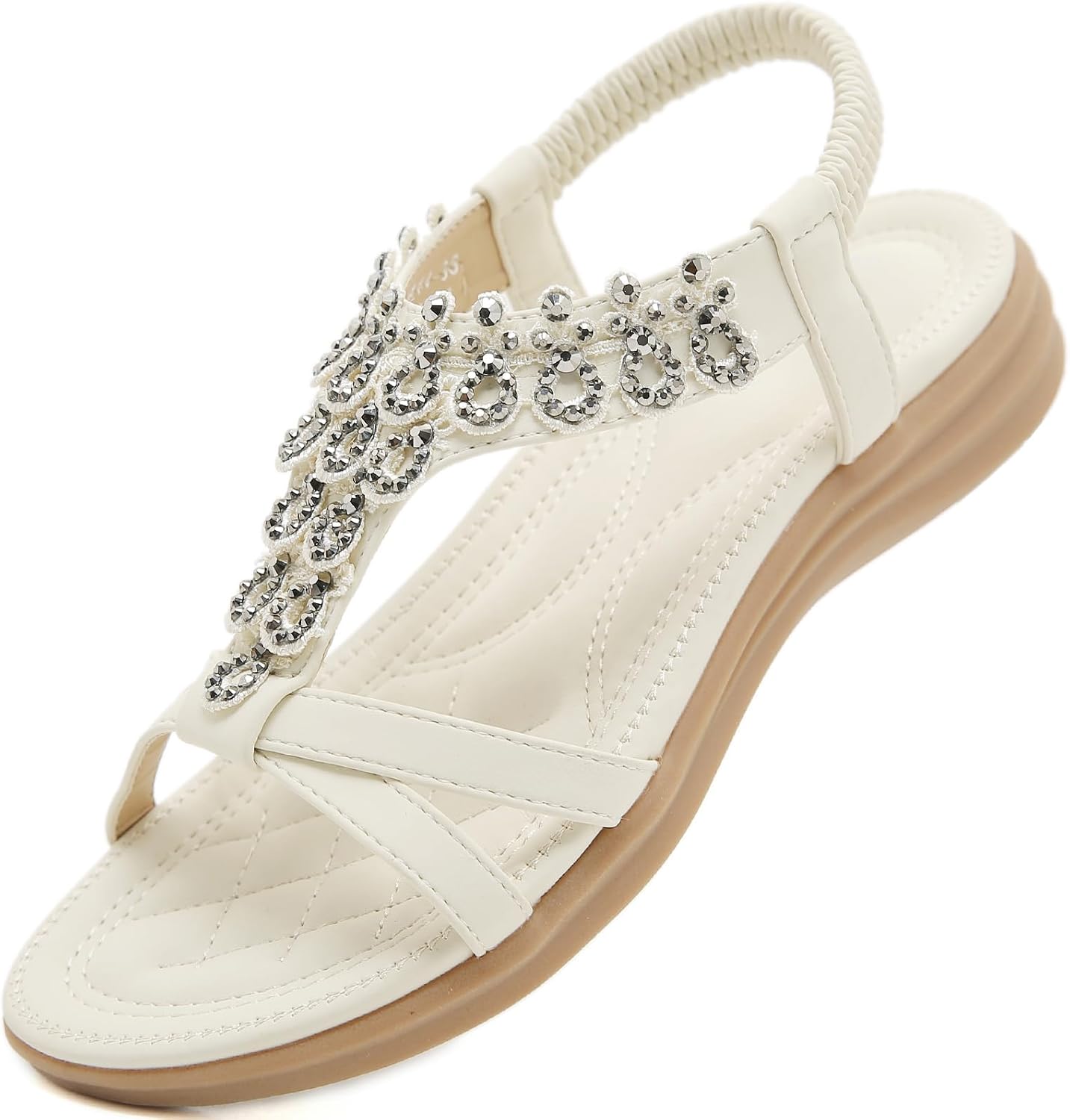 Daphne Tongs Bohèmes Damen – T-Sandalen mit Strass und elastischem Riemen
