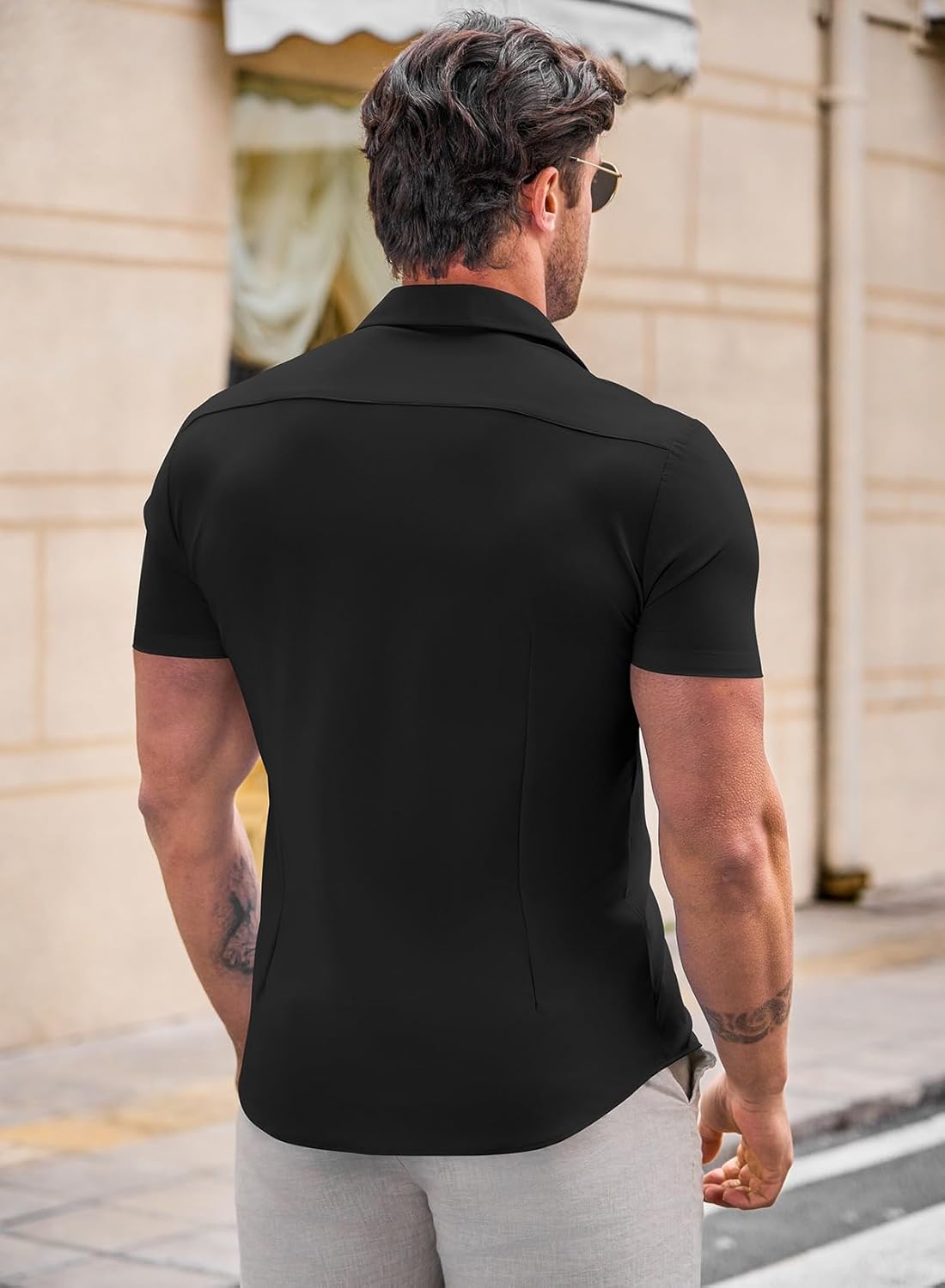 Lukas Koszula Męska – Koszula Stretch Slim Fit, Bez Zagnieceń i Krótkie Rękawy
