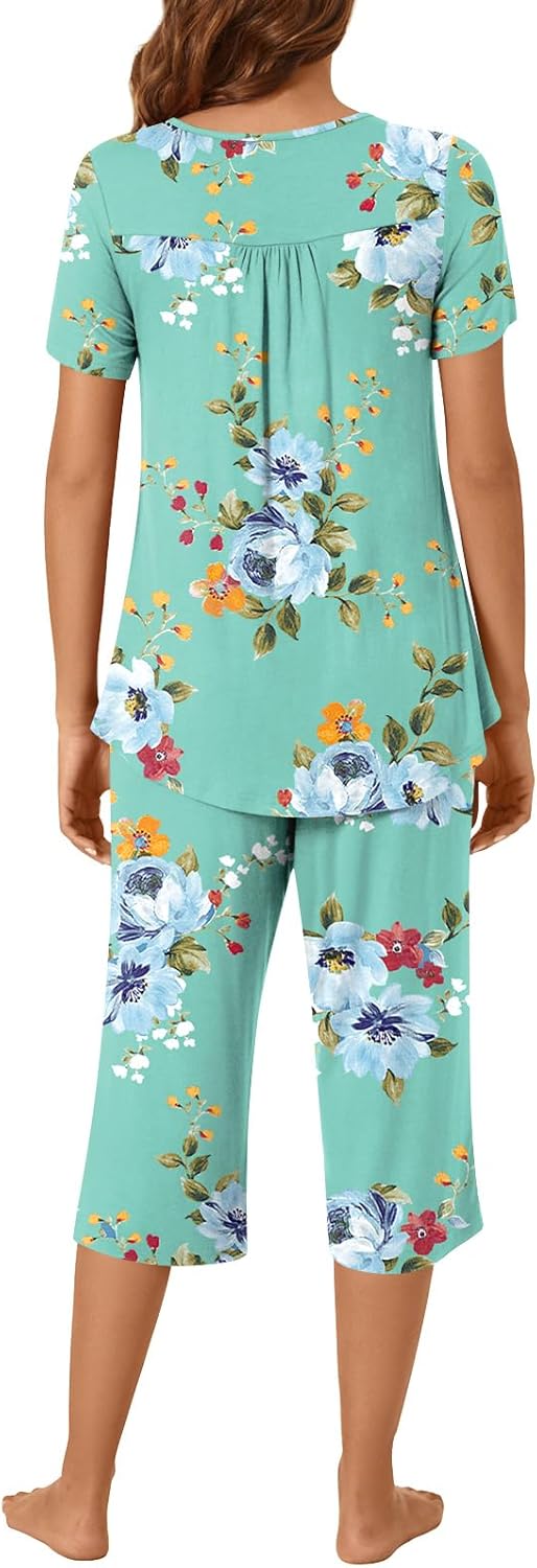 Pigiama Donna Camila Estate – Maglia Maniche Corte & Pantalone Capri con Tasche