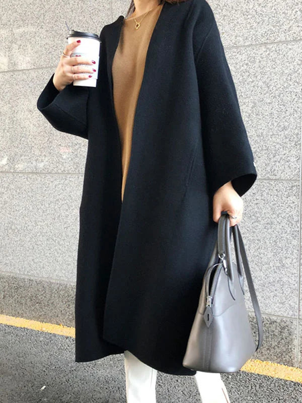 Zareen Casaco Longo Mulher – Corte Cruzado Elegante Sem Botões e Estilo Intemporal