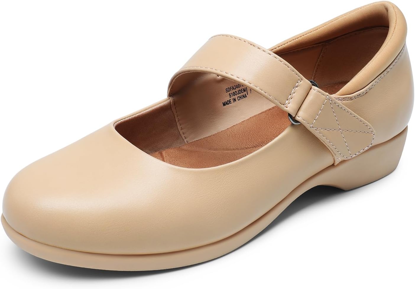 Clémence Mary-Jane-Ballerinas für Damen – Bequeme flache Schuhe mit verstellbarem Riemchen und kleinem Absatz