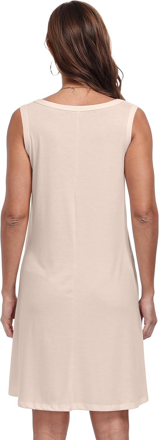 Vestido de Verão Julie Mulher – Vestido Decote Redondo Sem Mangas com Bolsos Midi