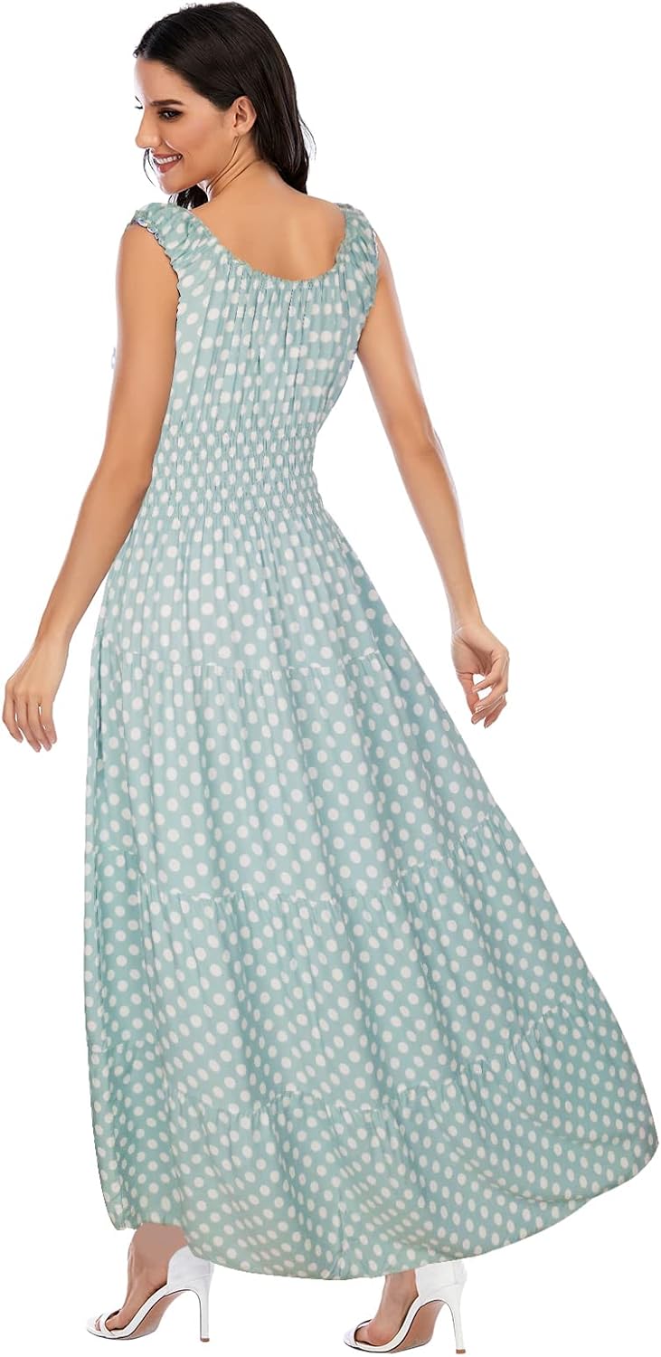 Lina Robe Maxi Bohème Femme – Robe Longue Fluide Imprimé Floral Été Élégante