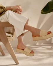 Tessa Sandały Damskie – Espadryle na Koturnie z Platformą, Wsuwane, Styl Boho Lato