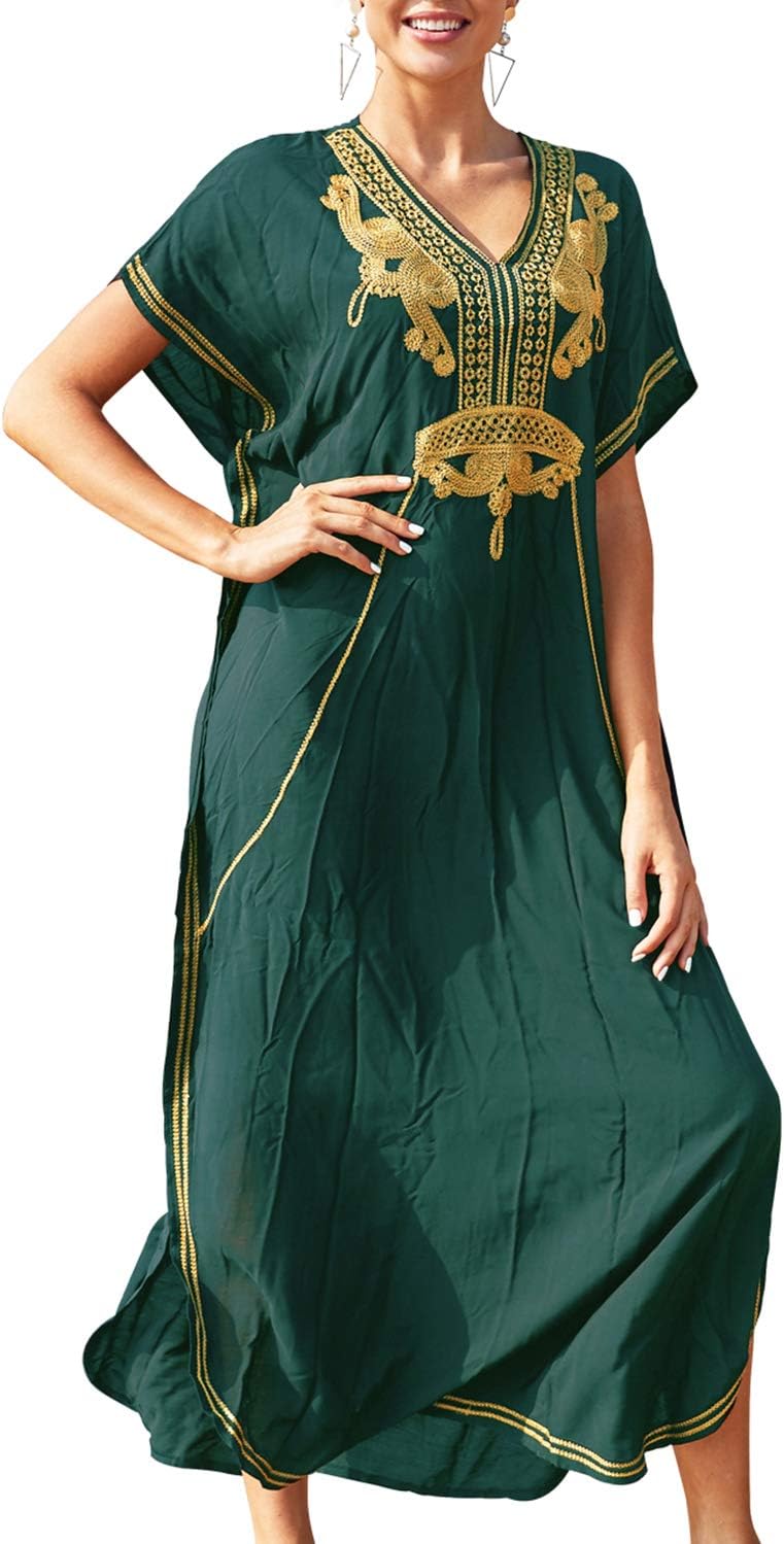 Solea Dámský Kaftan – Vyšívané Lehoučké Bohémské Plážové Šaty ve Velikosti Plus Letní Překrytí