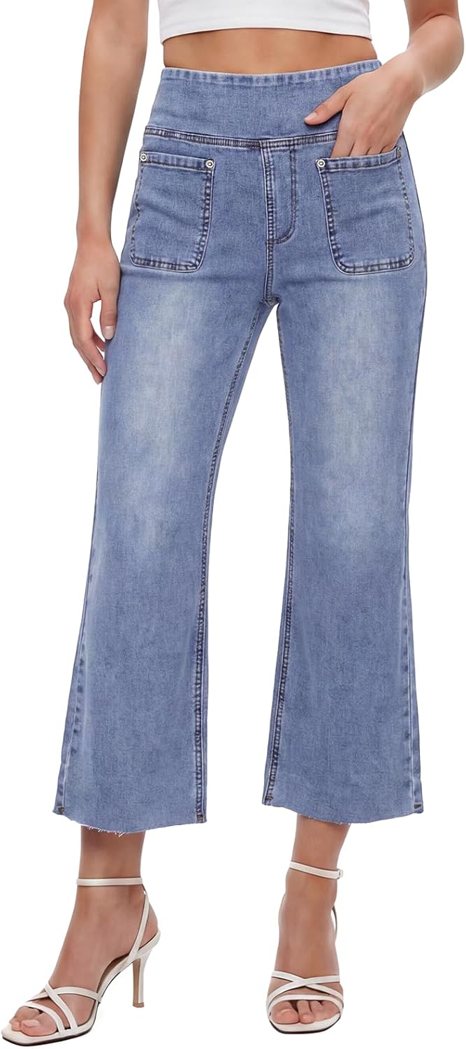 Elvire Jean Flare til kvinder – Stretchjeans med høj talje, svaj i benene, 26" og lommer