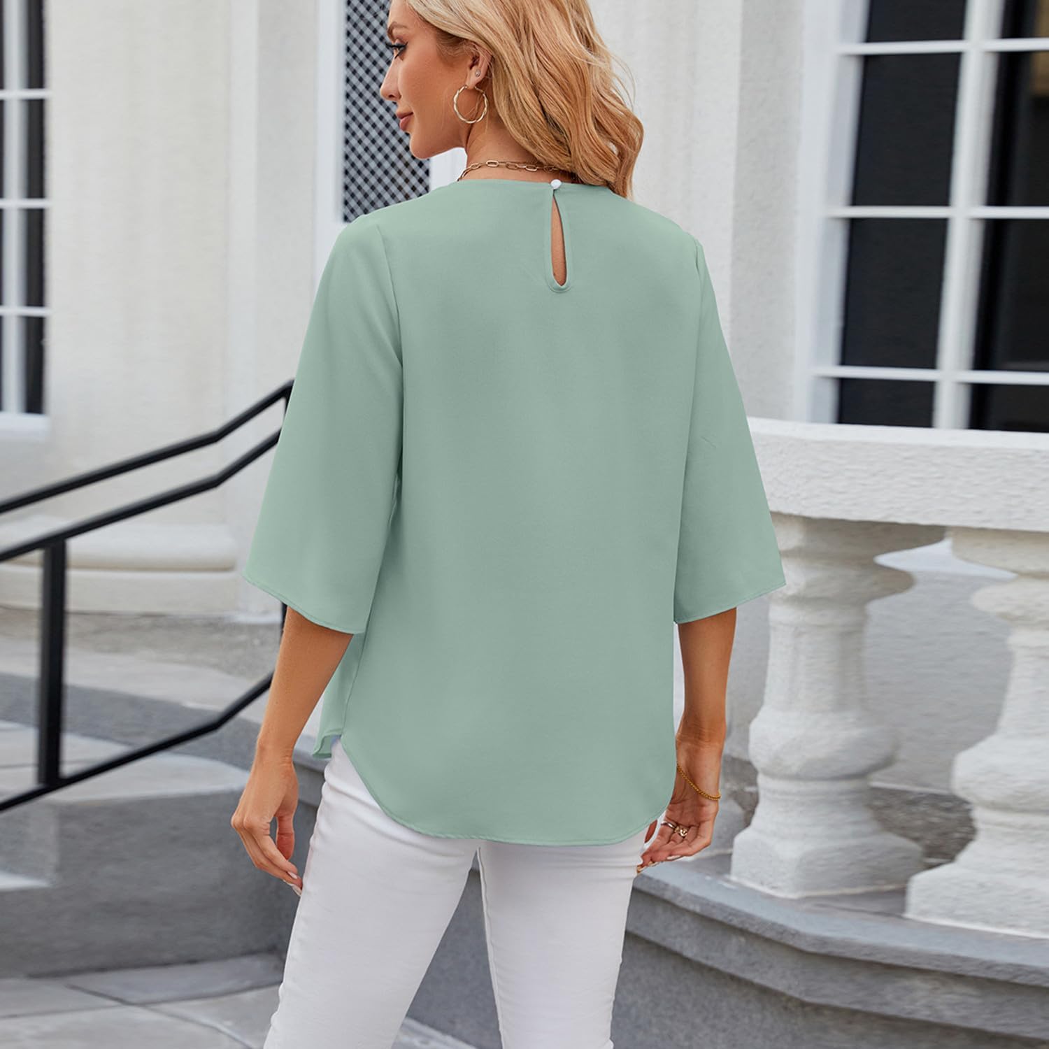 Soraya Dámská Halenka Chic – Lehký Šifonový Top s 3/4 Rukávy Elegantní Léto Jaro