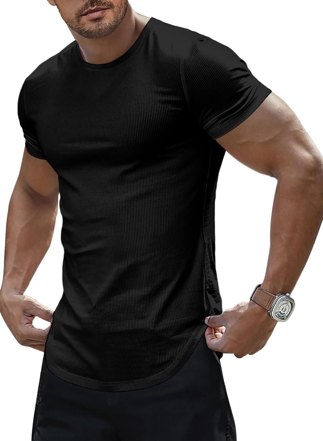 Norman Ανδρικό T-Shirt – Κοντομάνικο Slim Fit με Ελαστικότητα, Μακρύ & Αθλητικό Καλοκαίρι