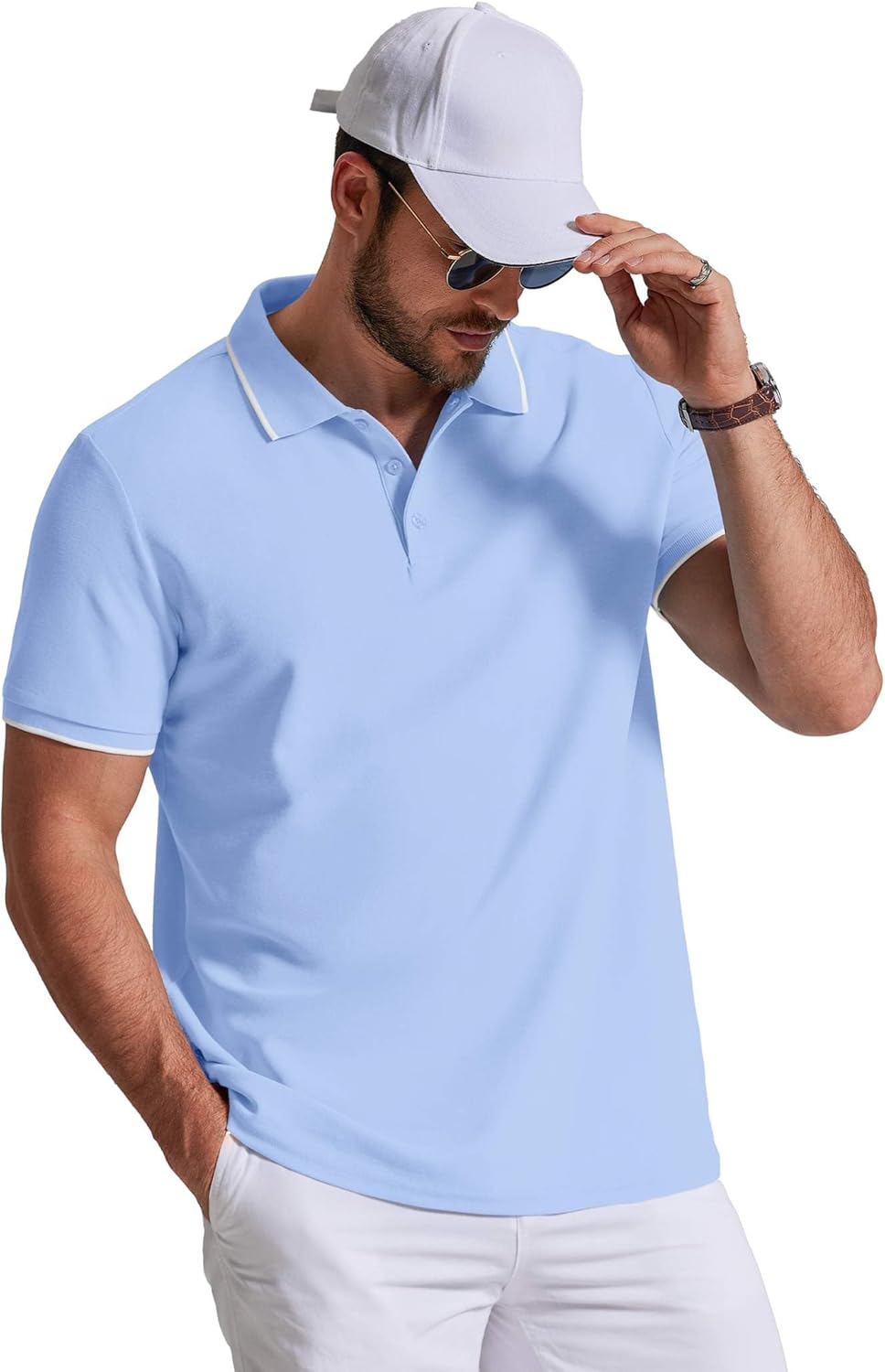 Leon Polo Homme – Polo z bawełny piqué z krótkim rękawem, styl casual i elegancki golf