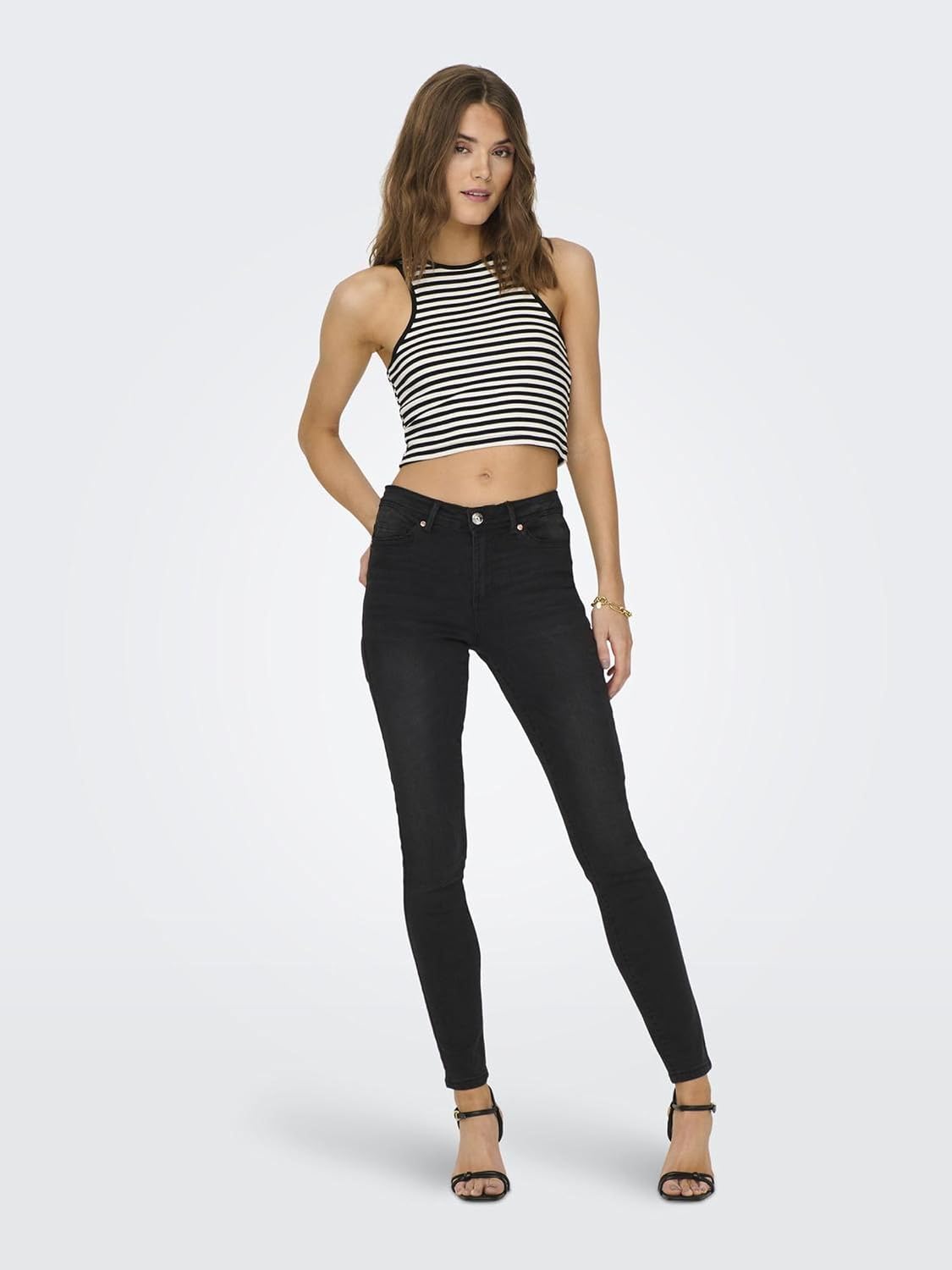Virelia Jean Skinny para Senhora – Calças de Ganga de Cintura Média e Corte Justo