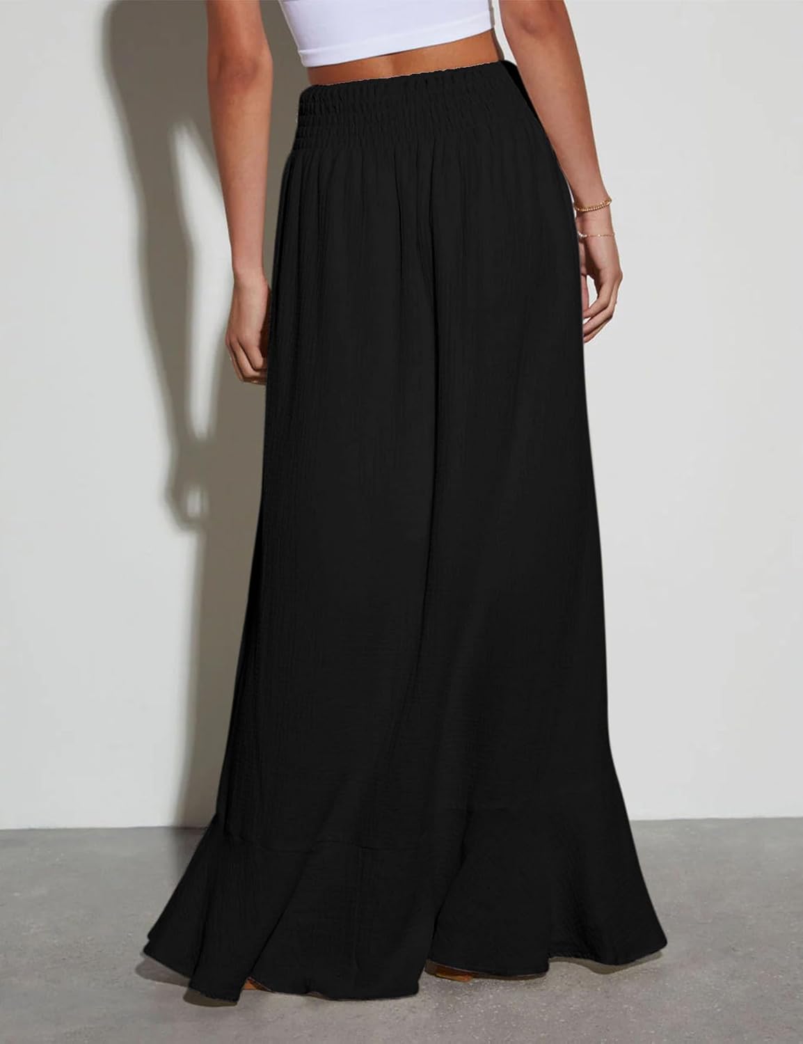 Falda larga Mayen para mujer – Falda maxi con cintura elástica, abierta y fluida para verano