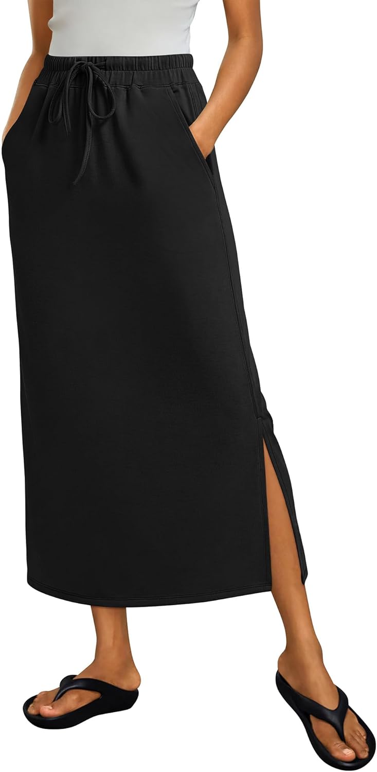 Jessa Falda Maxi para Mujer – Falda de Cintura Alta, Abierta y con Bolsillos Casual Chic