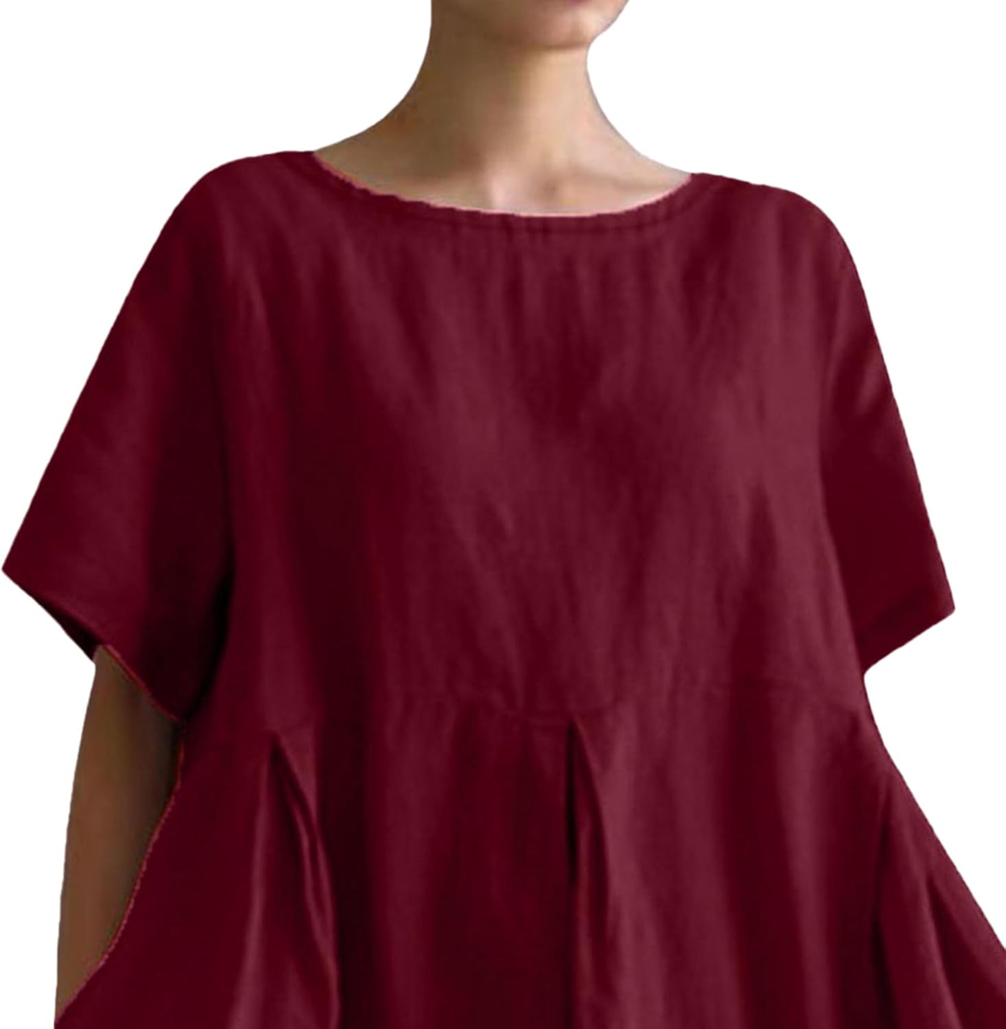 Giulia Women's Dress – Maxi Cotton Dress, Flowing Cut, Round Neck, Casual Elegant Summer