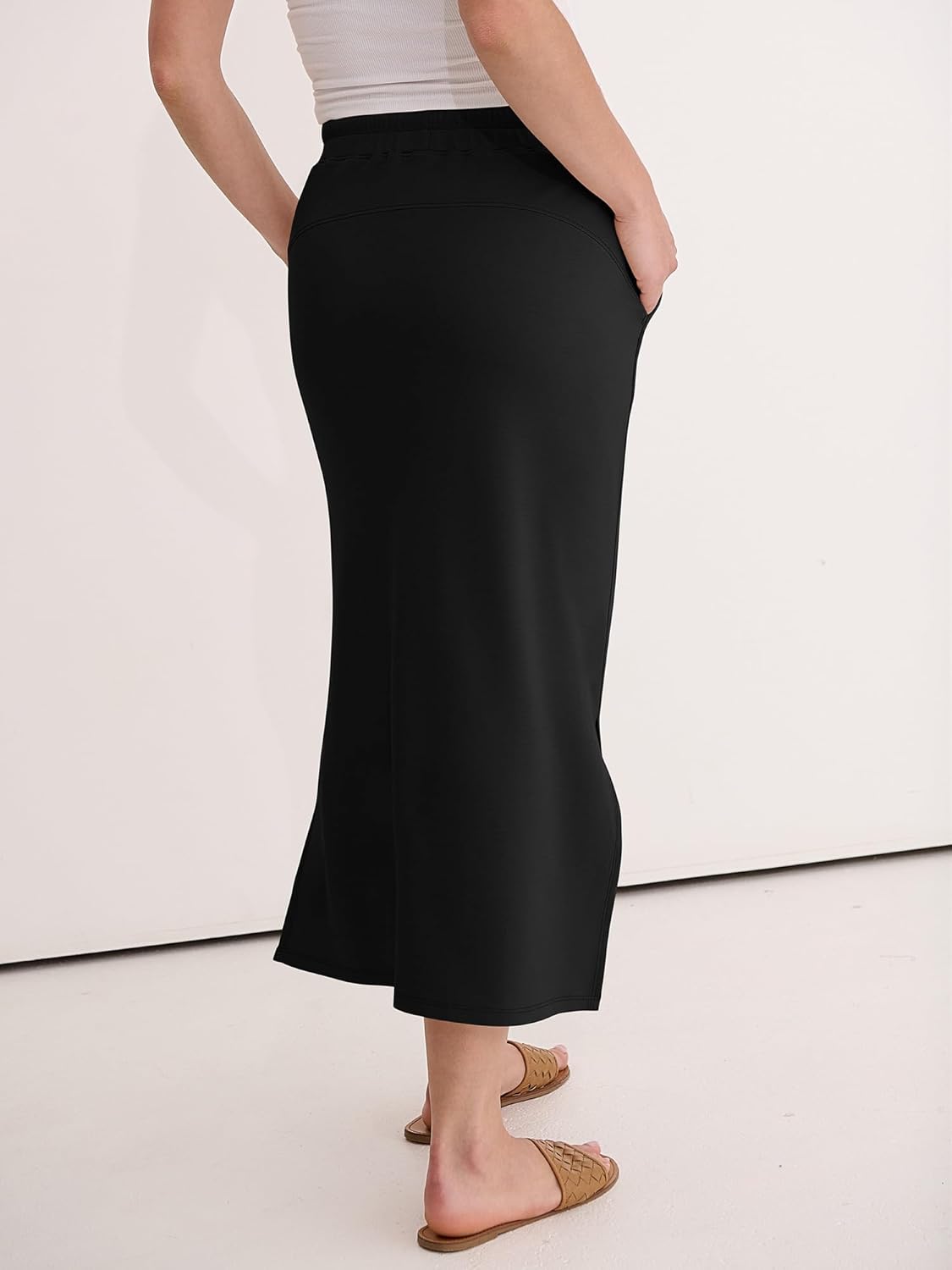 Jessa Falda Maxi para Mujer – Falda de Cintura Alta, Abierta y con Bolsillos Casual Chic