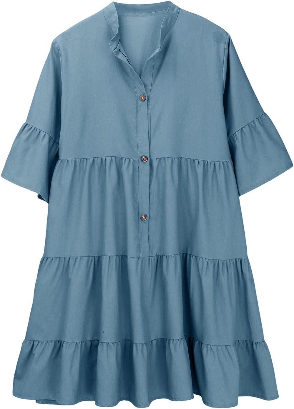 Sophie Robe Chemise Bohème Femme – Robe Courte Fluide à Col V et Manches Courtes