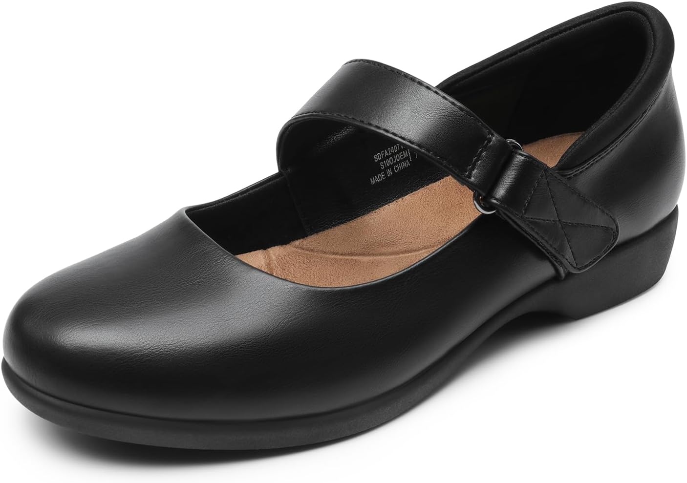 Clémence Mary-Jane-Ballerinas für Damen – Bequeme flache Schuhe mit verstellbarem Riemchen und kleinem Absatz