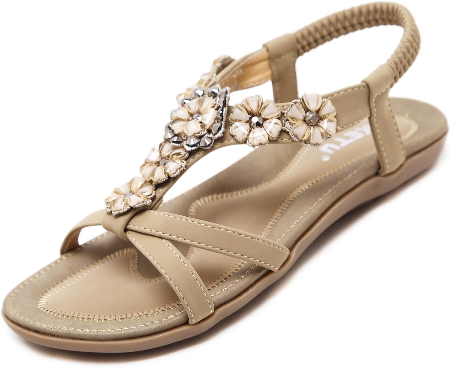 Daphne Tongs Bohèmes Damen – T-Sandalen mit Strass und elastischem Riemen