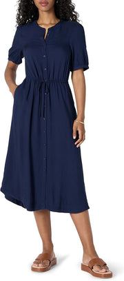 Georgie Robe Midi Femme – Fluidní viskóza, nastavitelný pas a elegantní áčkový střih