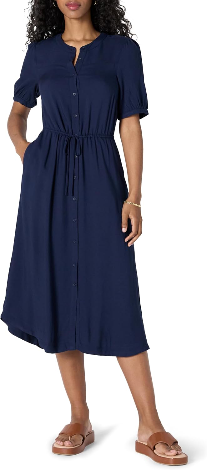 Georgie Robe Midi Femme – Fluidní viskóza, nastavitelný pas a elegantní áčkový střih