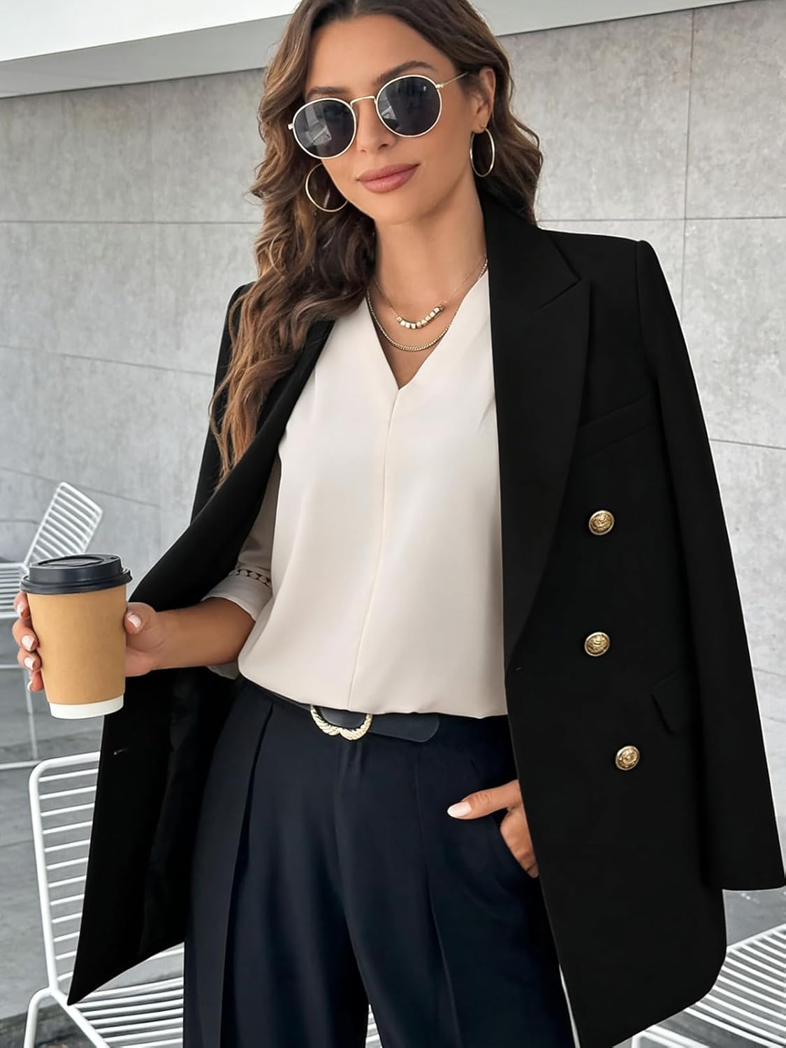 Camélia Blouse Femme – Haut Élégant à Col V et Manches Bouffantes 3/4