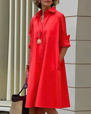 Women's Monet Shirt Dress – Midi Dress with Collar, Long Sleeves & Practical Pockets