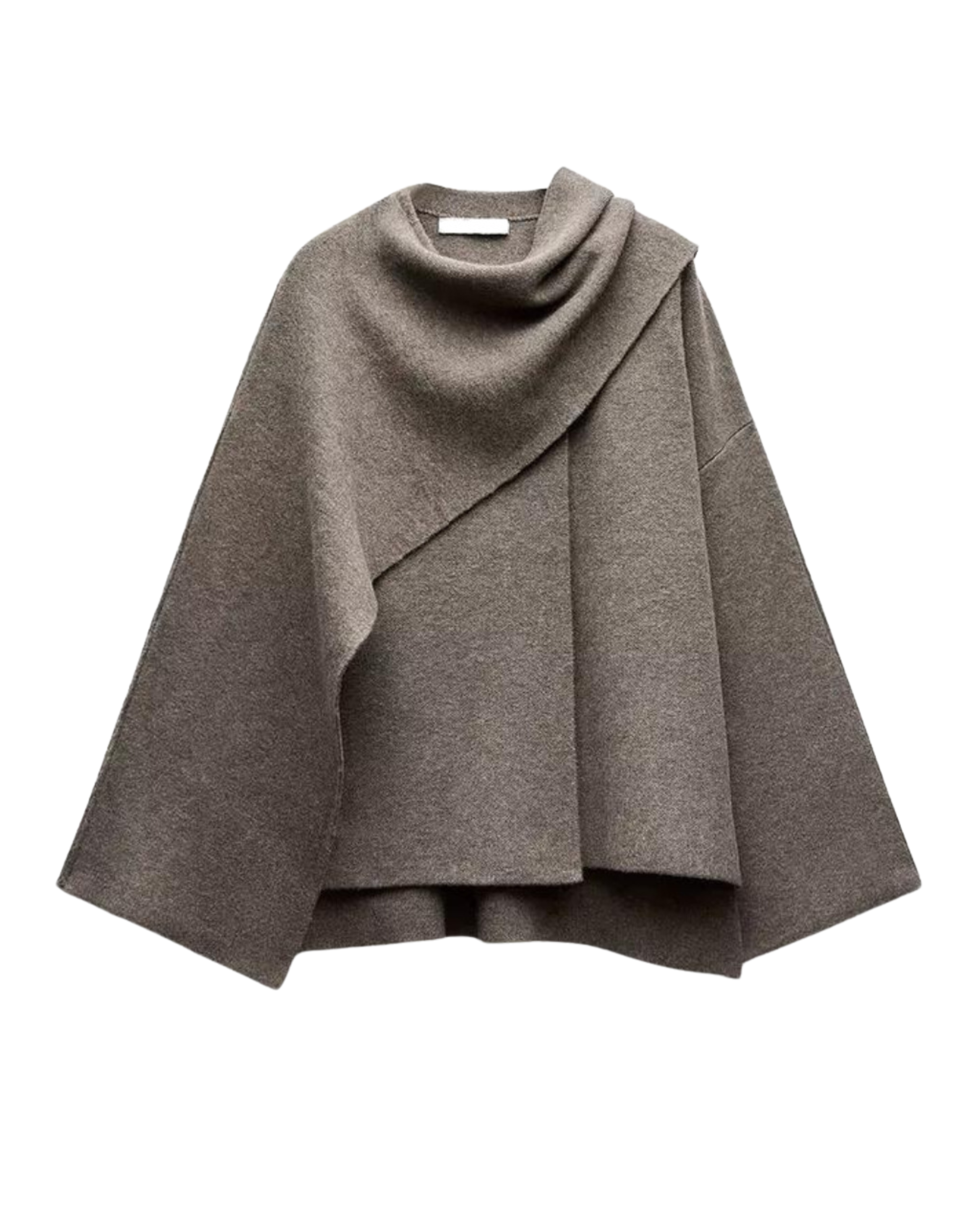 Poncho de mujer Emma: lana asimétrica, elegante e ideal para abrigarse en invierno.