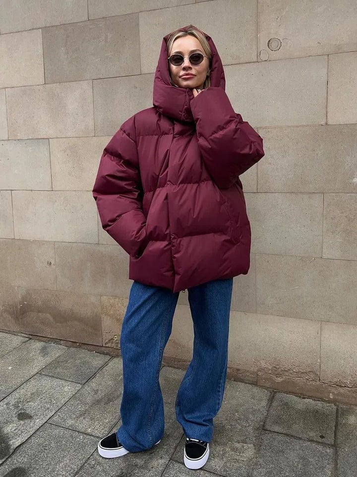 Nava Damen Oversize Daunenjacke – Steppjacke mit Stehkragen für Winter & Streetstyle