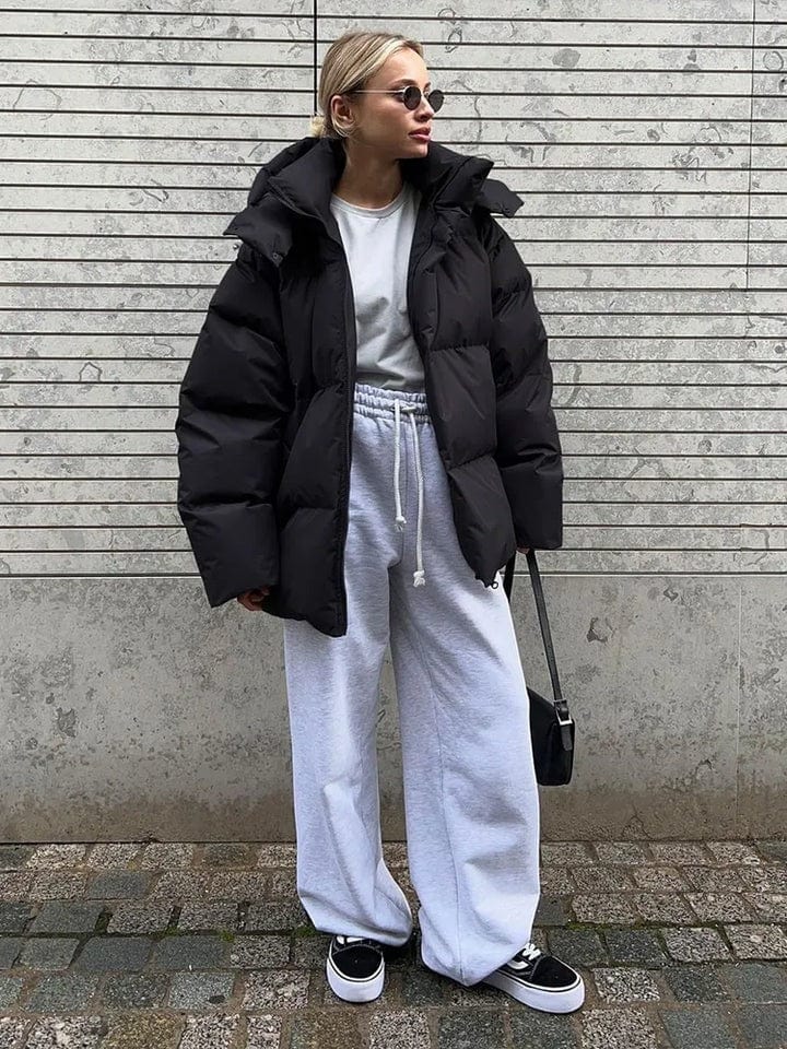 Nava Damen Oversize Daunenjacke – Steppjacke mit Stehkragen für Winter & Streetstyle