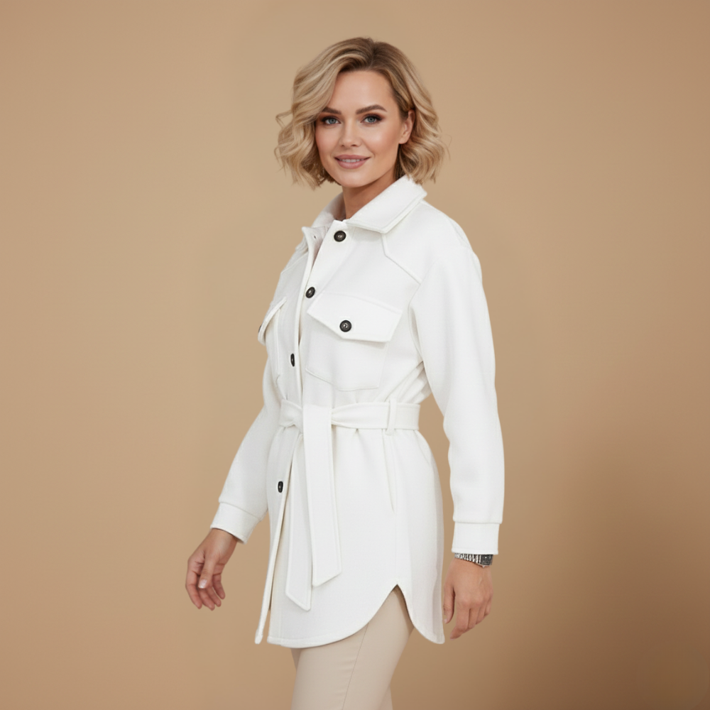 Jaze Modă Geacă polo damă – Croială lejeră cu guler rever și închidere cu nasturi