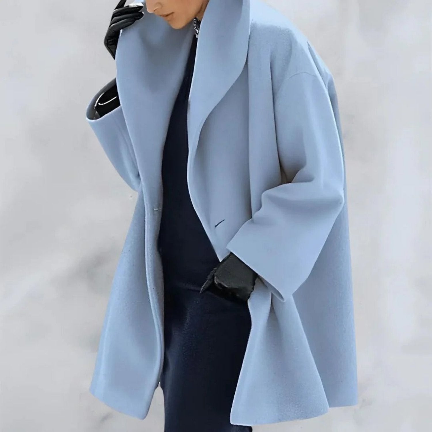 Vicky Manteau Oversize Donna – Lungo Cappotto Elegante con Ampi Revers e Taglio Fluido