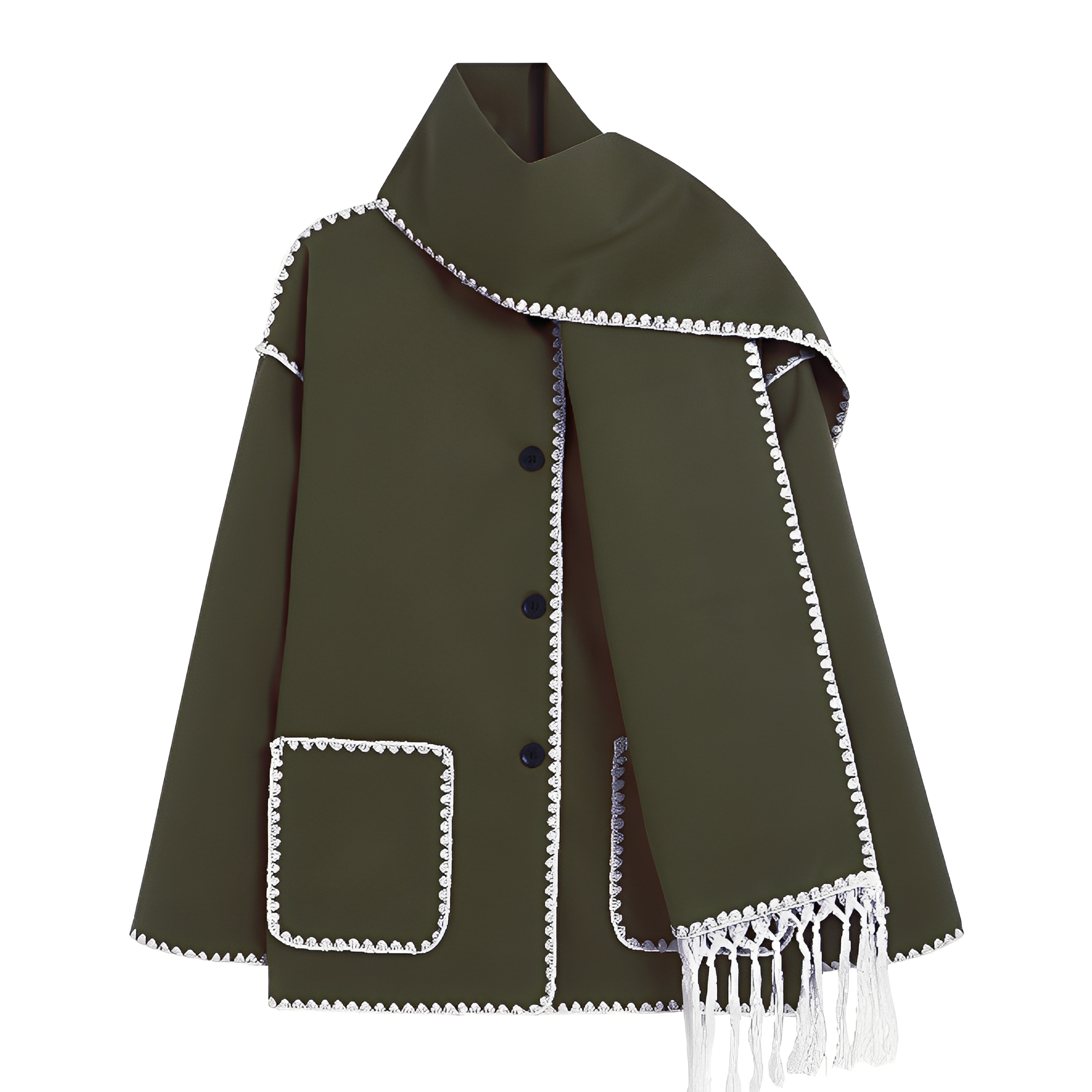 Genevieve Manteau Femme – Manteau en Laine Douce avec Écharpe & Coupe Ample Élégante