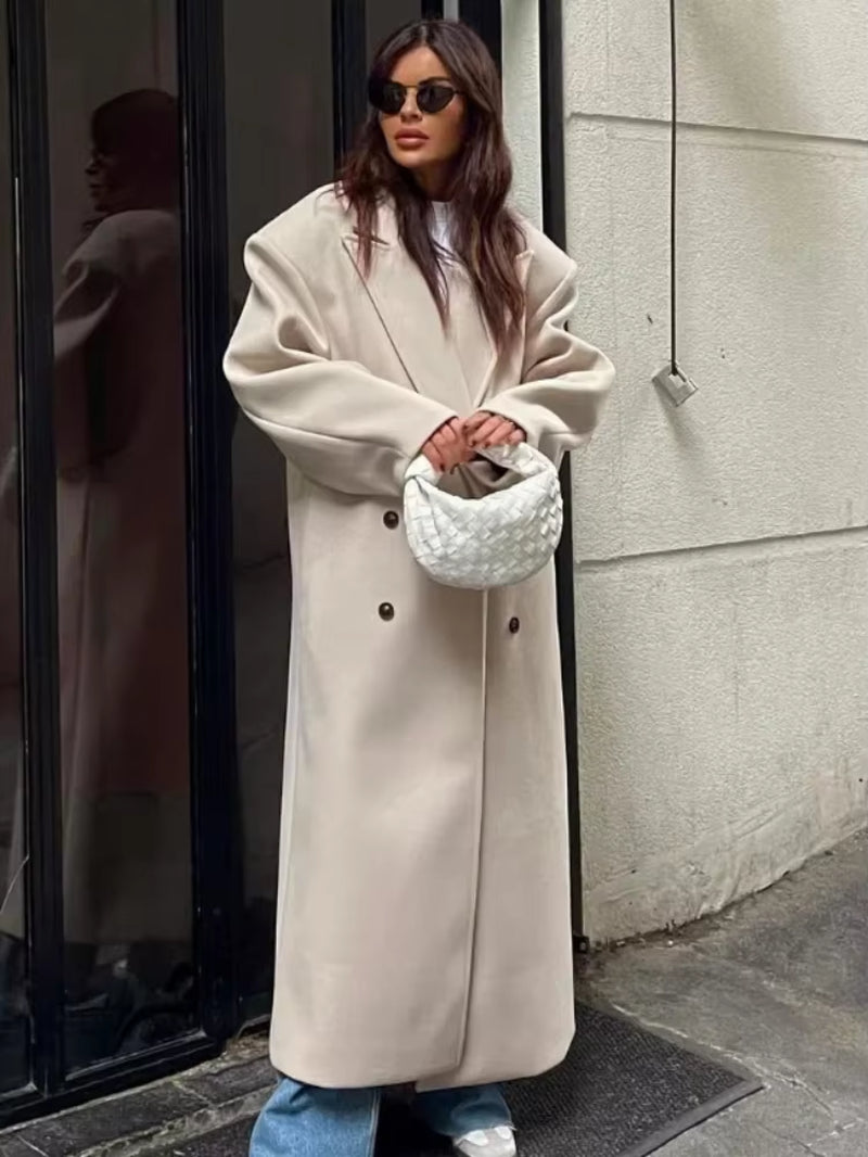 Claudia Manteau Oversize Donna – Giacca Elegante Doppiopetto con Spalle Strutturate