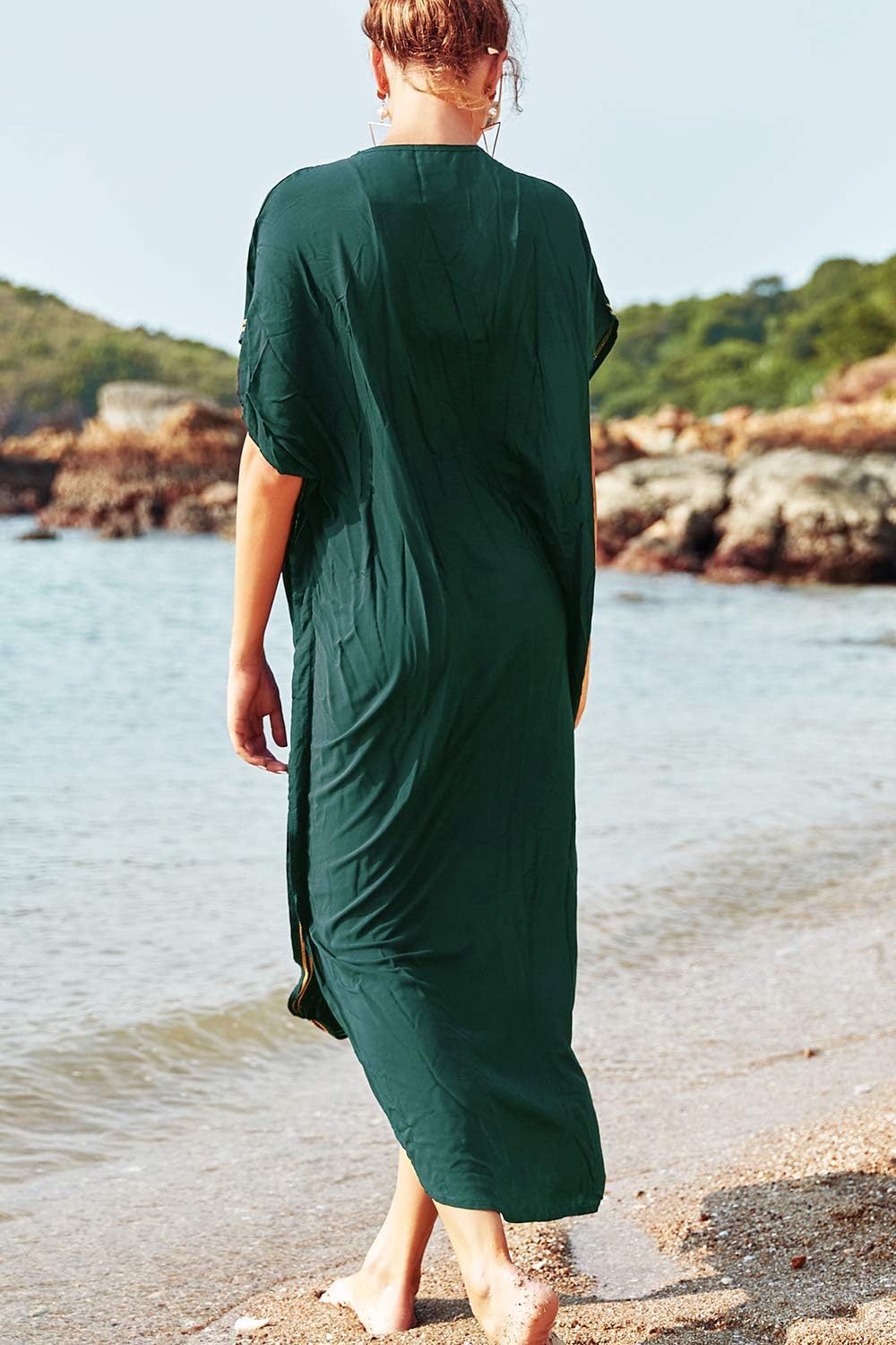 Solea Dámský Kaftan – Vyšívané Lehoučké Bohémské Plážové Šaty ve Velikosti Plus Letní Překrytí