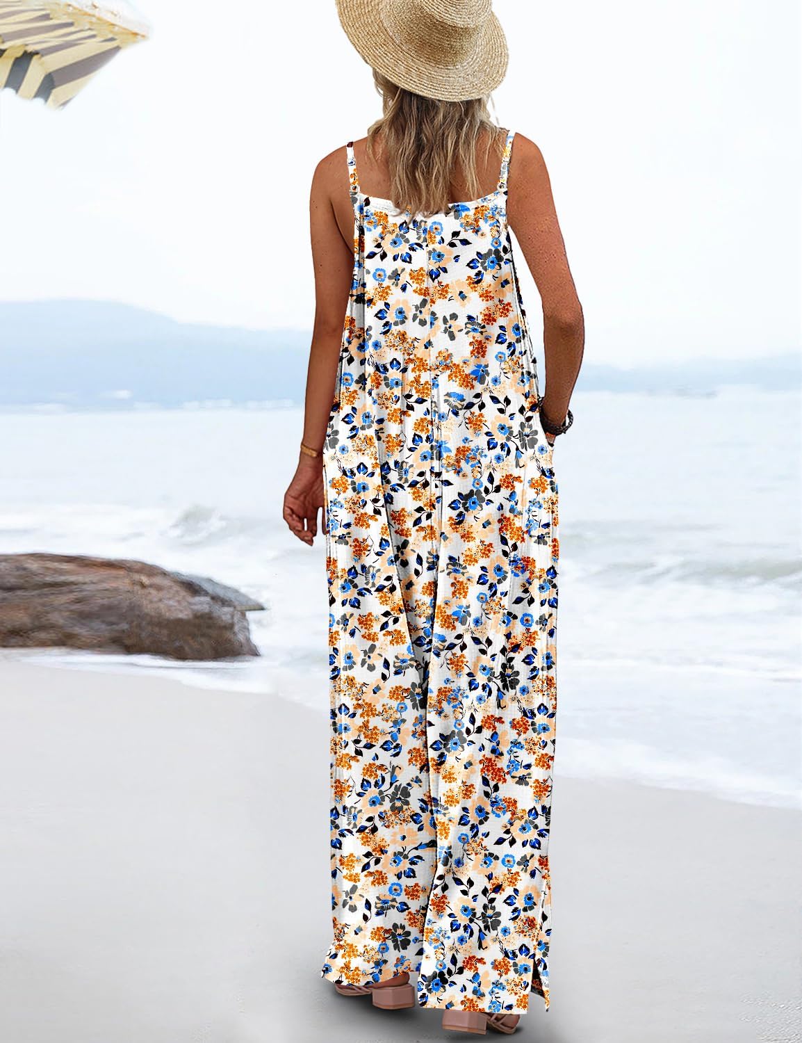 Aily Women's Summer Jumpsuit – Bohemian Floral Cotton Overalls with Pockets